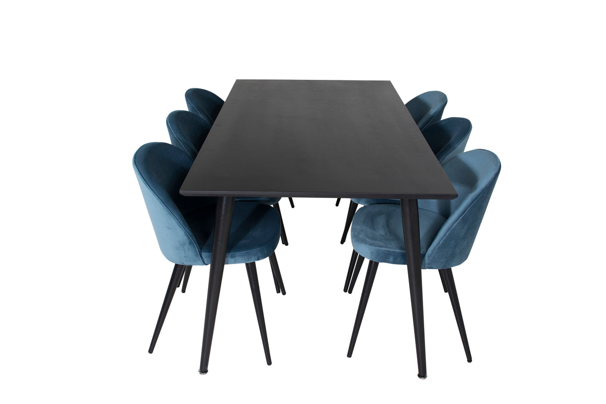Ladda upp bild till gallerivisning, Dipp matbord / Velvet matstol - Blå