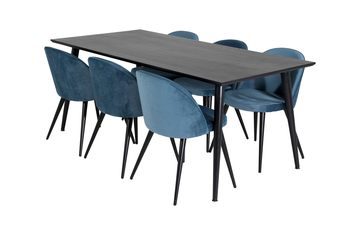 Ladda upp bild till gallerivisning, Dipp matbord / Velvet matstol - Blå