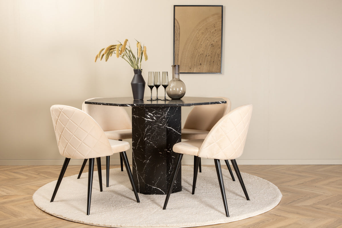 Ladda upp bild till gallerivisning, Marbs runt matbord / Velvet stol - Beige